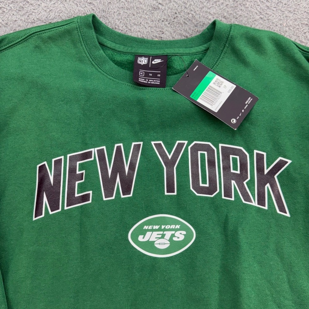 Nike Sweatshirt Mens XL Green NFL New York Jets Crewneck Fleece BV7894-327 NWT